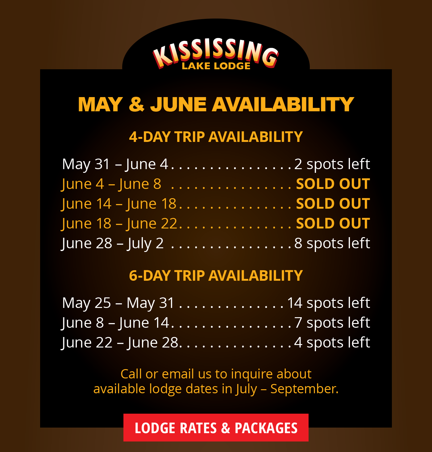 Lodge Rates & Packages