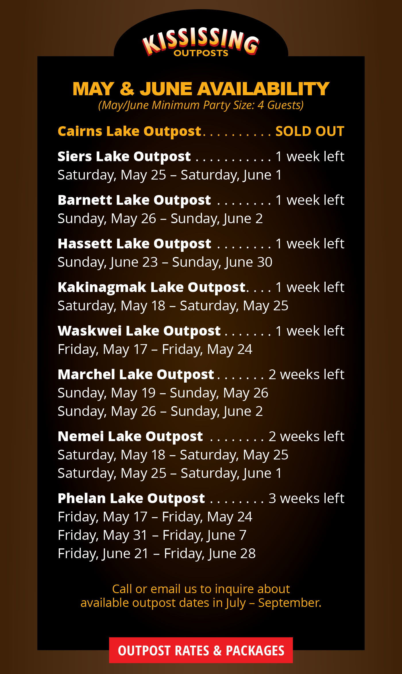 Outpost Rates & Packages