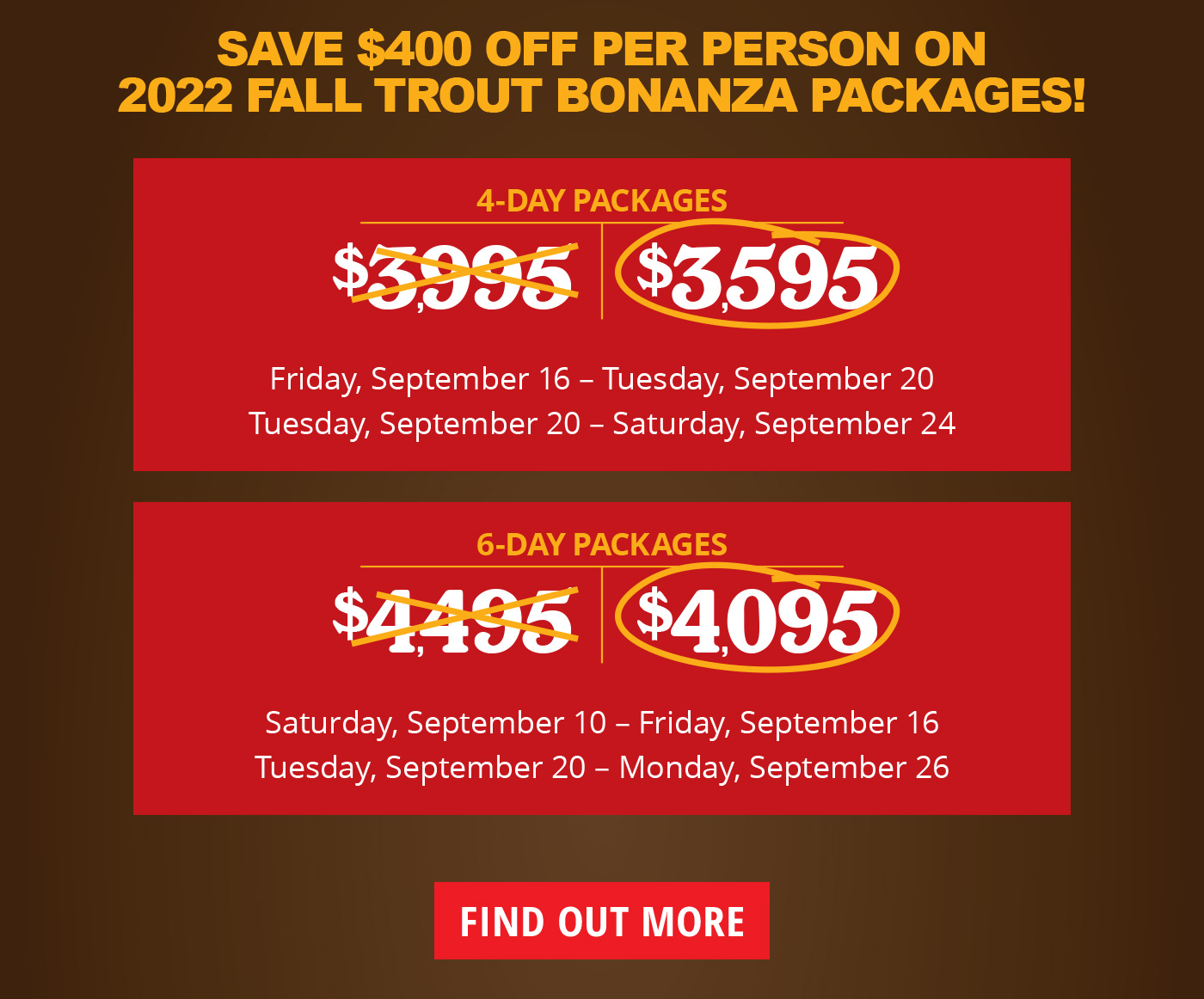 Save $400 Off Per Person - Find Out More