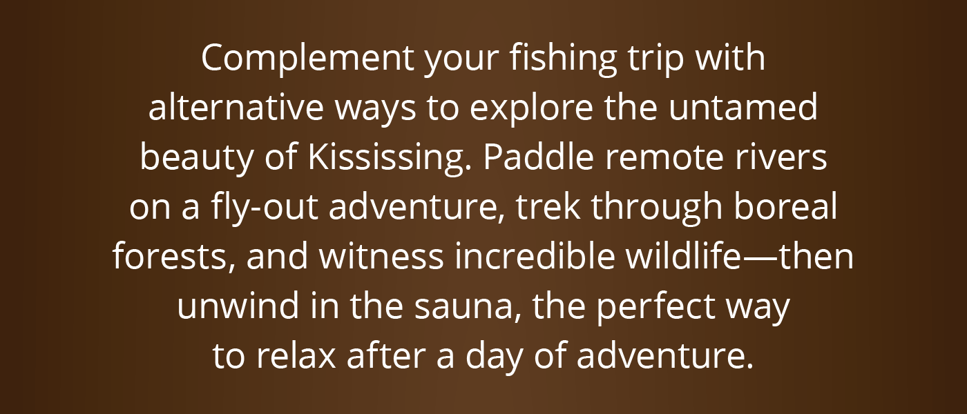 Complement your fishing trip with alternative ways to explore the untamed beauty of Kississing
