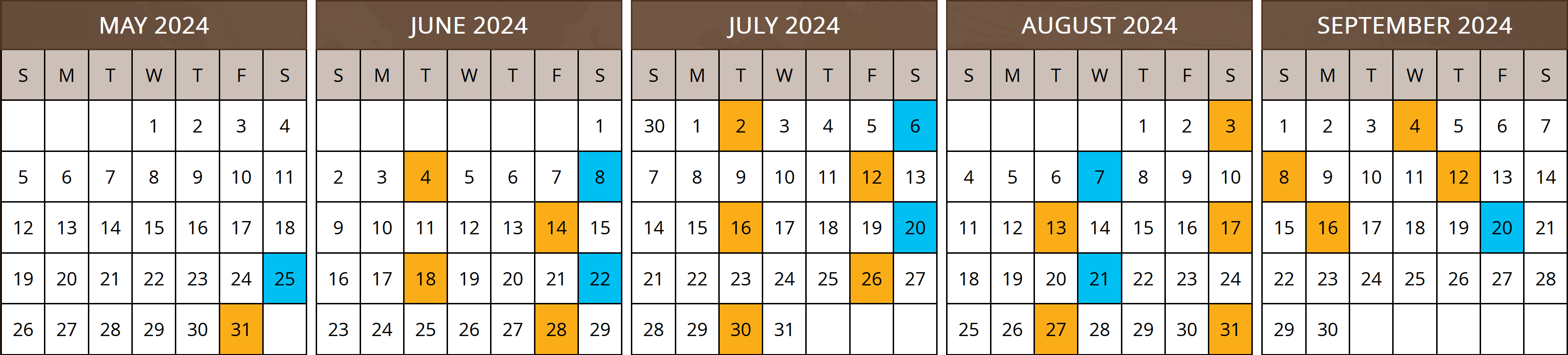 2024 Departure Dates