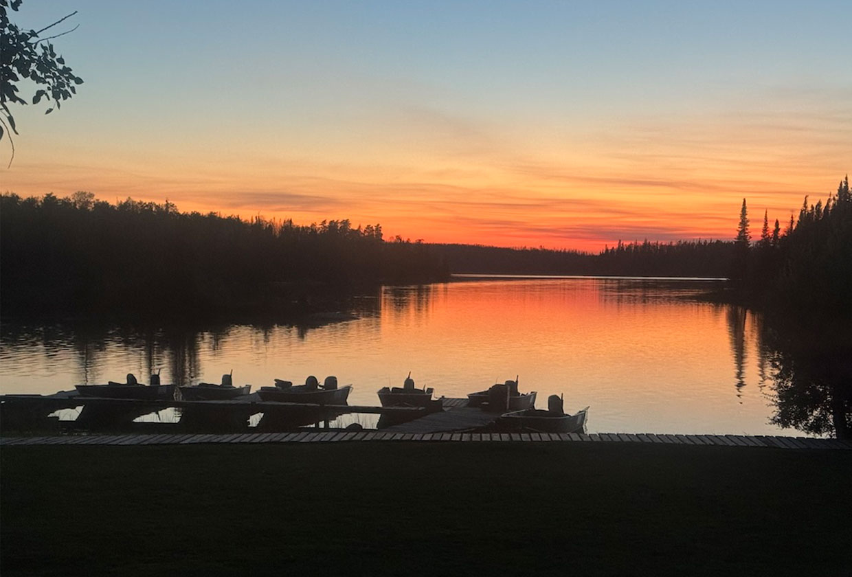 Sunset at the lodge dock