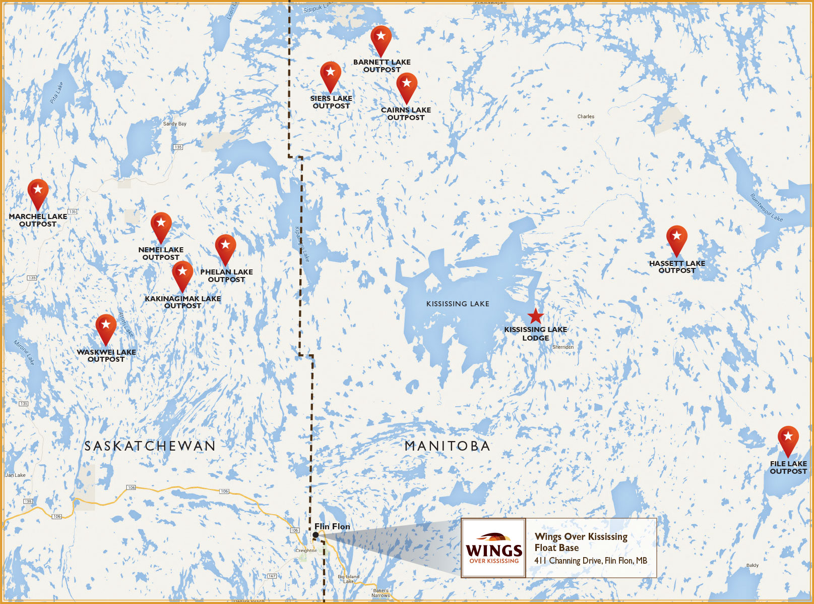 Map of Kississing Outpost Locations